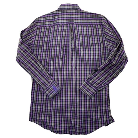 Peter Millar Shirt Medium Purple Plaid Button Down Ritz Carlton Bachelor Gulch - Picture 3 of 8